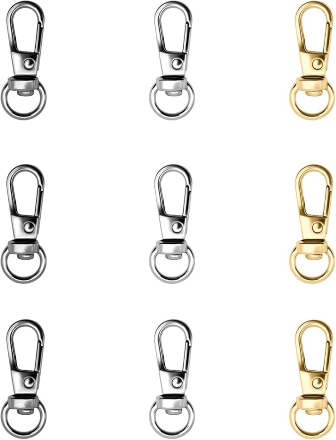 12pcs Swivel Push Gate Snap Hooks Clasps for DIY Crafts Keychain Clip Purse Handbag Making Accessories (Small(32mm),Multicolour)