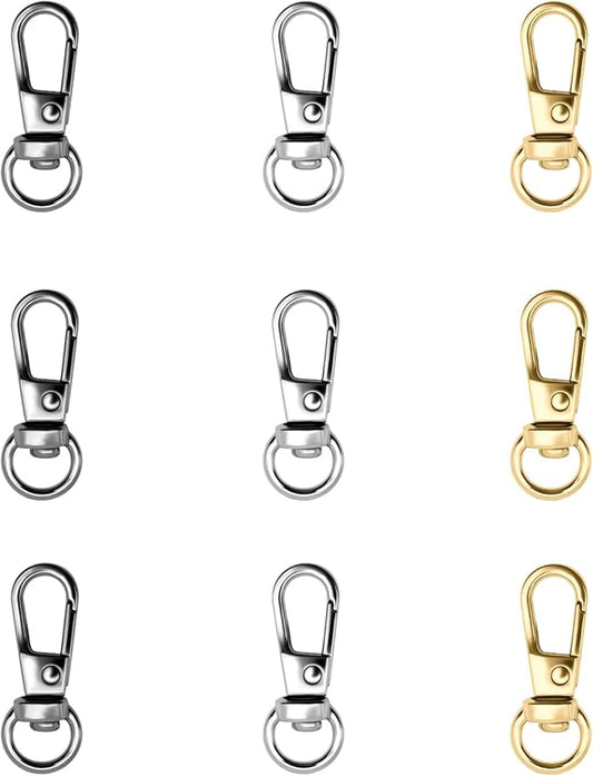 12pcs Swivel Push Gate Snap Hooks Clasps for DIY Crafts Keychain Clip Purse Handbag Making Accessories (Small(32mm),Multicolour)