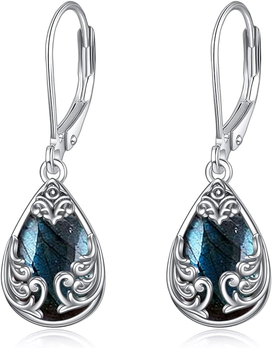 POPLYKE Celtic Filigree Teardrop Drop Dangle Earrings Sterling Silver Leverback Earrings Jewelry for Women