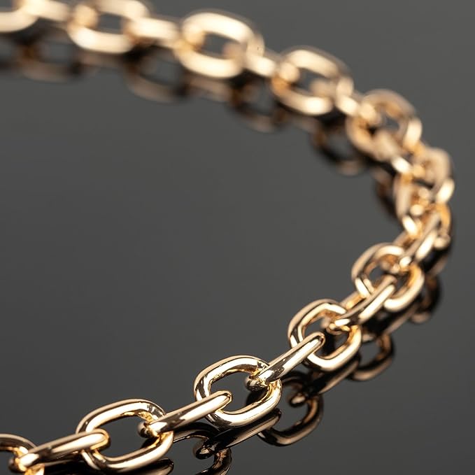 16.4 Feet Aluminum Jewelry Chain Roll, Gold Plated Oval Paperclip Chain Bulk, Hip Hop Rapper Necklace & Choker DIY Jewelry Making Supplies