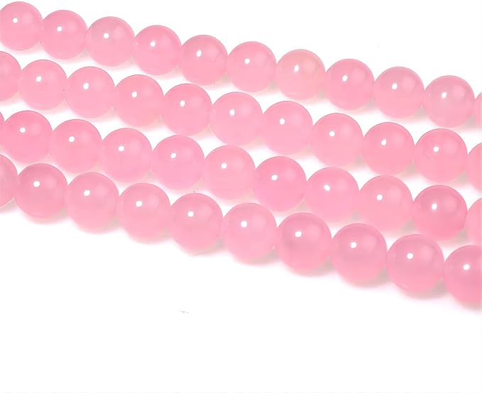 MJDCB Stone Beads 12mm 30pcs Round Pink Jade Loose Gemstone Bead Charms for Jewelry Making Bracelet Necklace Earring Pendant