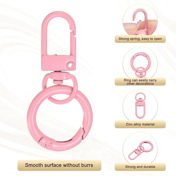 30-Pack Lobster Claw Clasp, Zinc Alloy Swivel Trigger Snaps Spring Clasps Hooks for Keychain Buckle/Lanyard/Straps/Purse, Spring Clasps Clips [Pink]