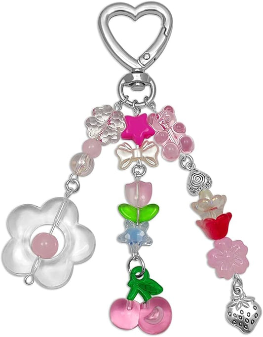 Keychain Bag Accessories Cute Cherry Strawberry Flower Keychains Accessories Decor for Keys Bags Purses Gift