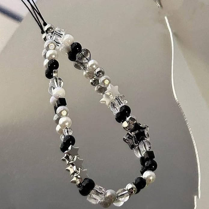 2 Pcs Phone Charm Strap Hand Universal for iPhone Wrist Strap Camera Lanyard Pearl Beaded Cute Chain String Accessories Universal for iPhone 17 Pro Max Samsung Women Girls Phones Bag Keychain