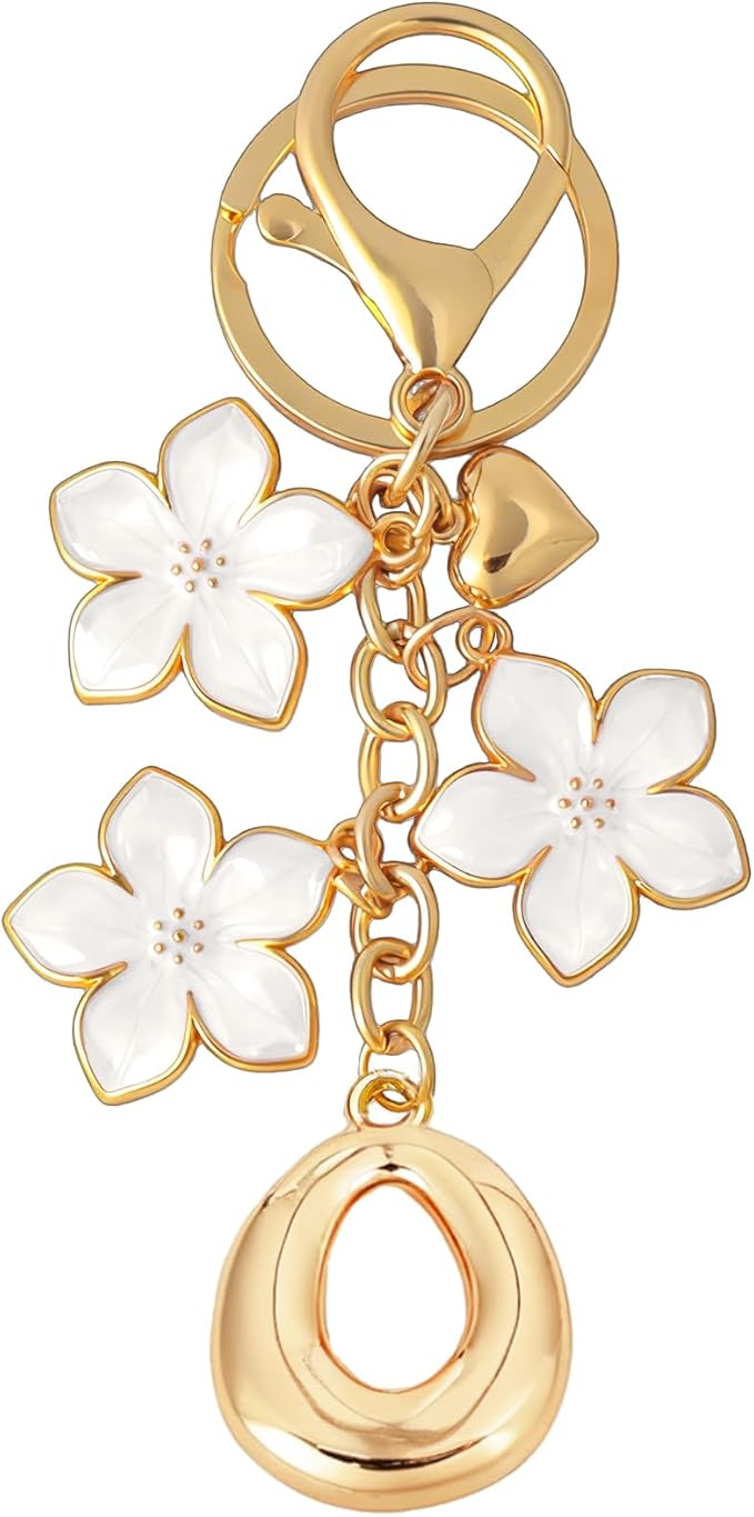 Snycler Bubble Initial Keychain Graceful Flower for bags car remote–A-Z Letter Charms for Women