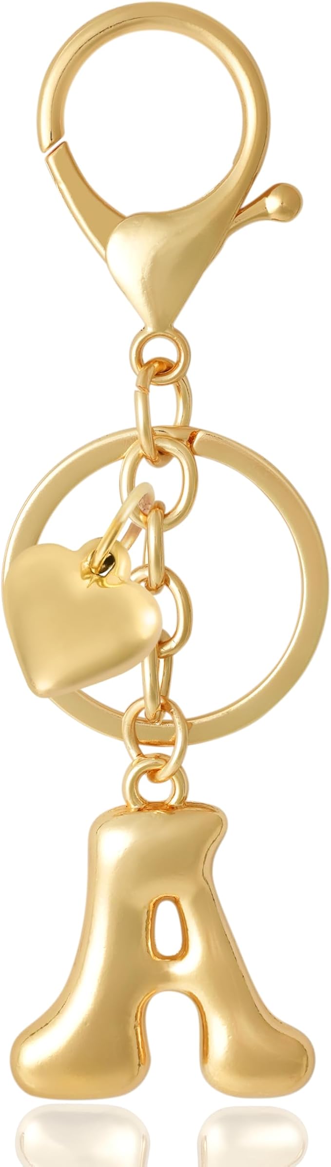 Heart Bubble Letter Keychain for Women, Girls - Cute Keychain with Initial - Alphabet Keychain for Bag Charm, Handbag