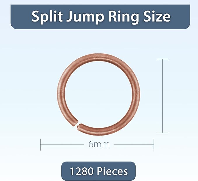 Mandala Crafts 6mm Antique Copper Colored Double Jump Rings for Jewelry Making - 1280 Pcs Small Split Key Rings Set for Crafts, DIY Keychains, and Accessories