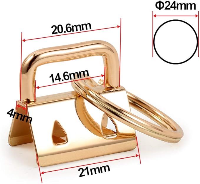 SPEEDWOX 20 Sets of Key Fob Pliers 0.8 Inch Key Fob Hardware with Keychain Split Rings Webbing Fabric Strapping Golden Glass Breaking Pliers Tools with Rubber Tips