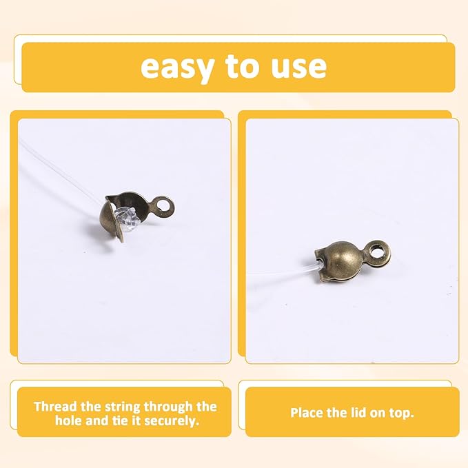 700 Pieces Crimp Beads Calotte Ends for Jewelry Making, 7 Colors Clamshell Bead Tips Open End Caps Knot Covers for DIY Bracelet Necklaces Earrings Keychains