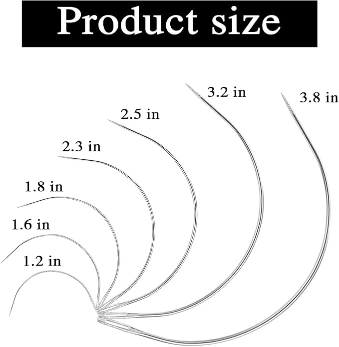 28 PCS Curved Needles Sewing 7 Sizes C-Type Weaving Upholstery Needle Heavy-Duty Hand Sewing Repair Needles with Sharp Tips for Carpet Leather Canvas Repairing Blocking Knitting Modelling Crafts
