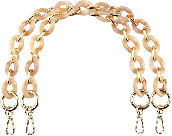 Beaulegan Acrylic Purse Chain Handle Strap Replacement for Handbag or Shoulder Bag Set of 2, 15.8 Inches Long(Glaze Yellowstone/Gold)