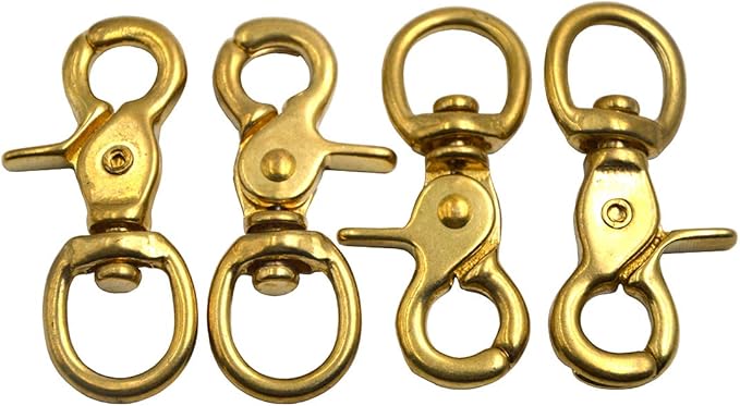 Okones Pack of 4,4/5''Eye Diameter,2-2-3'' Overall Length,Solid Brass Lobster Clasps Oval Swivel Trigger Clips Hooks for Straps Bags Belting leathercraft(2-2/3'')