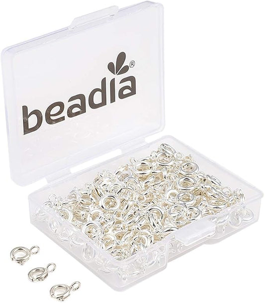 Copper Spring Clasps 6mm Silver Plated Claw Clasps for DIY Jewelry Making 150pcs