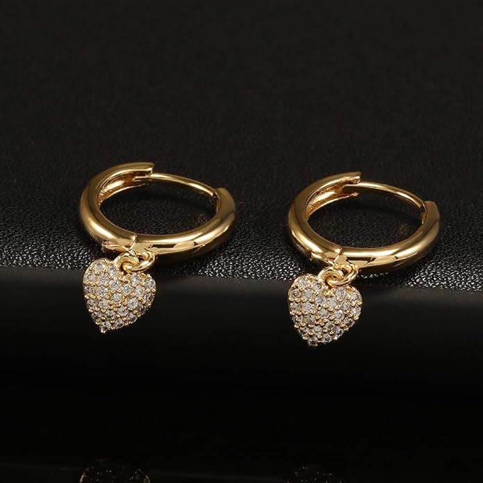 XYJZXY Gold Huggie Small Hoop Earrings with Charm Personalized Snake/Evil Eye/Star/Cross/Lock/Key 18k Gold Plated Crystal Drop Dangle Earrings for Women
