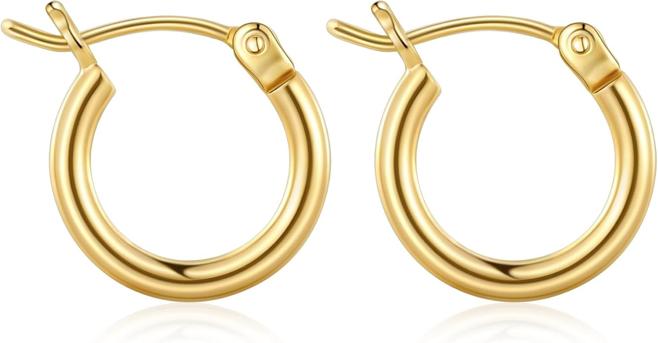 Gacimy Gold Hoop Earrings for Women 14K Real Gold Plated Hoops with 925 Sterling Silver Post
