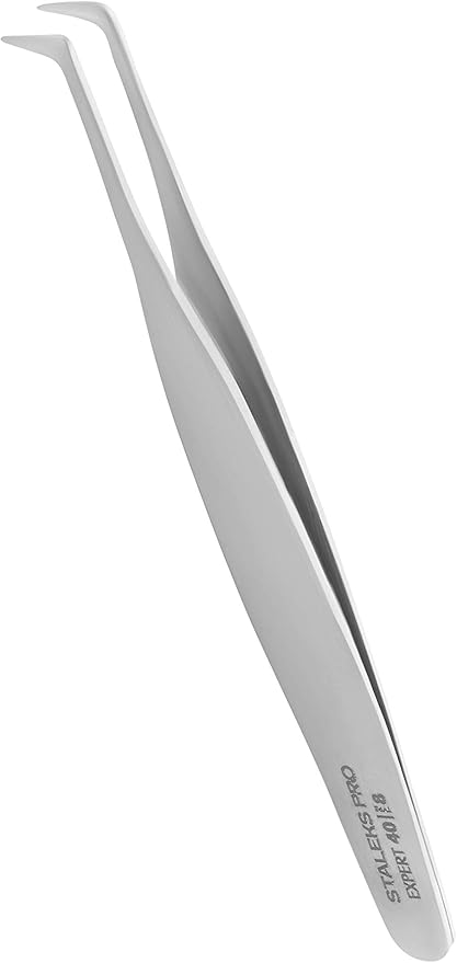 Staleks Pro Professional Eyelash Tweezers EXPERT 40 Type 8 – Boot-Shaped Tip – Stainless Steel – For Volume Eyelash Extensions (85° Angle)