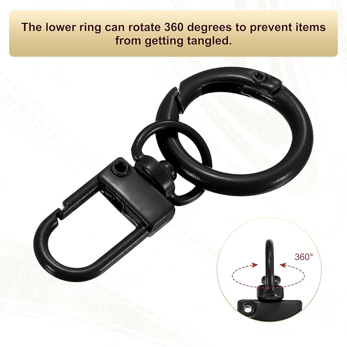 30-Pack Lobster Claw Clasp, Zinc Alloy Swivel Trigger Snaps Spring Clasps Hooks for Keychain Buckle/Lanyard/Straps/Purse, Spring Clasps Clips [Black]