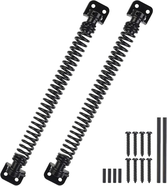 11-1/2" Gate Spring Self Closing Heavy Duty Door Springs to Close Door, Automatic Gate Closer with Adjustable Tools for Metal Gates, Wooden Fences and Vinyl Fence Gates(Black, 2 Pack)