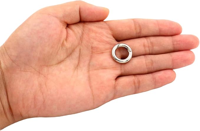 BIKICOCO 1/2'' Round Spring Gate O-Ring Clasp Push Snap Hook Belt Hardware Loop, for Handbags, Keys, Silver - 50 Pcs