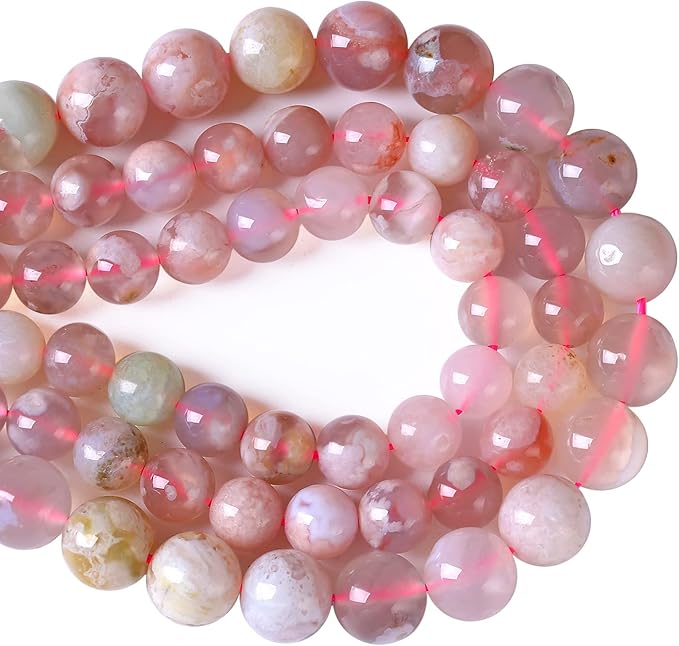 6MM 55PCS Natural Sakura Agate Gemstone Crystal Beads for Jewelry Making DIY Bracelet