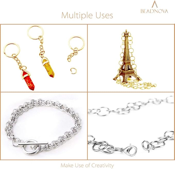 BEADNOVA 10mm Jump Rings Gold Jewelry Jump Rings for Jewelry Making Earrings Accessories for Keychains (300Pcs)