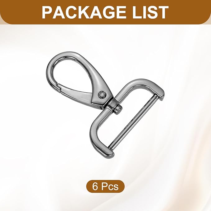 HARFINGTON 6pcs Detachable Snap Hook Swivel Clasp 1 1/4" (32mm) Zinc Alloy Lobster Claw Clasp for Keychain Lanyard Purse DIY Purse Strap, Gun Black
