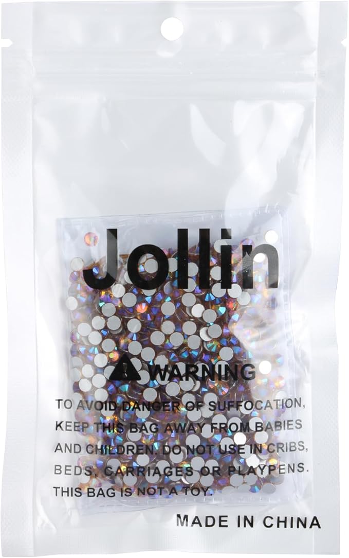Jollin Glue Fix Crystal Flatback Rhinestones Glass Diamantes Gems for Nail Art Crafts Decorations Clothes Shoes(ss16 1440pcs, Topaz AB)