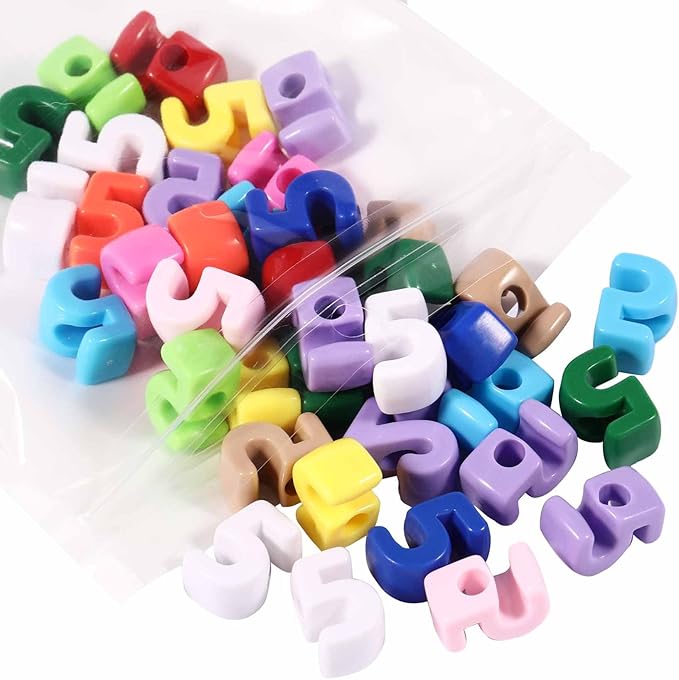 40 PCS Number Beads 3D Focal Bead Acrylic Loose for Jewelry Making Bracelet Necklaces Keychain Phone Bag Chain Key Chains (Mixed Color 5)