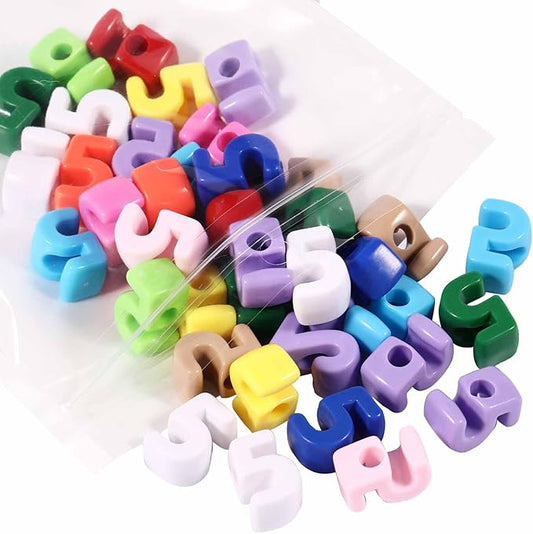 40 PCS Number Beads 3D Focal Bead Acrylic Loose for Jewelry Making Bracelet Necklaces Keychain Phone Bag Chain Key Chains (Mixed Color 5)