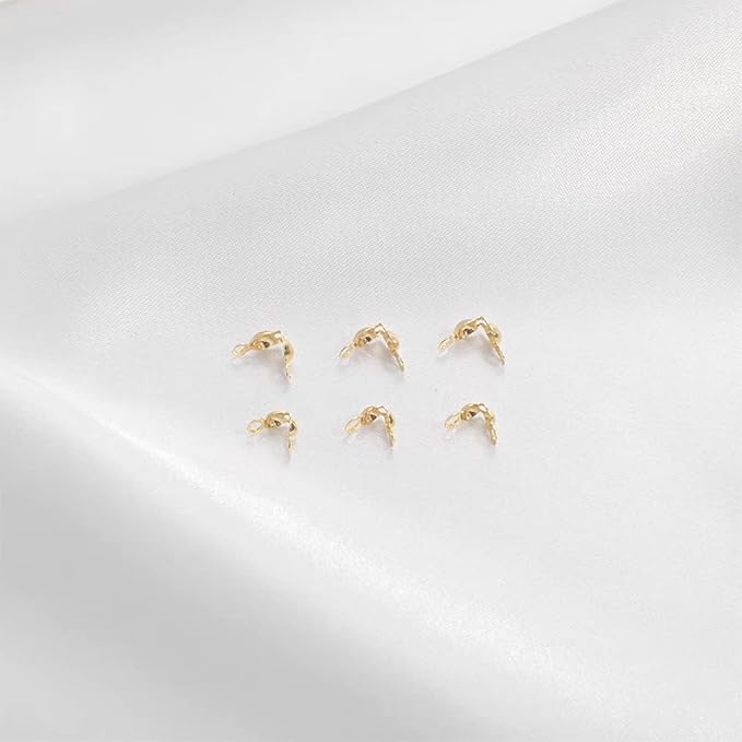 1600Pcs Bead Tips Knot Covers Clamshell Fold-Over Bead Tips Knot Covers Metal Open Bead Tips Knot Covers Iron Clamshells Terminators Wire Crimp End Caps for Jewelry Making Craft DIY,2 Color