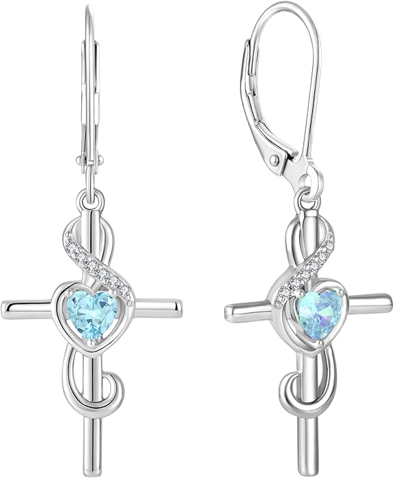 Starchenie Women's Note Cross Earrings Sterling Silver Treble Clef Leverback Earring Music Note Jewelry for Music Lover