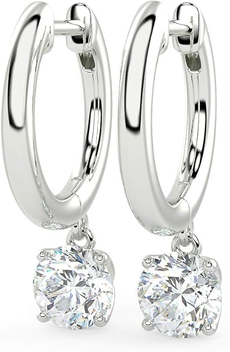 1/2 to 4 Carat Lab Grown Diamond Huggie Hoop Earrings for Women I 14k Gold Earrings (G-H, VS1-VS2, 0.50 to 4.00 cttw) Dangling Drop I Brilliant Cut Diamond Hoops by Carbon Atelier