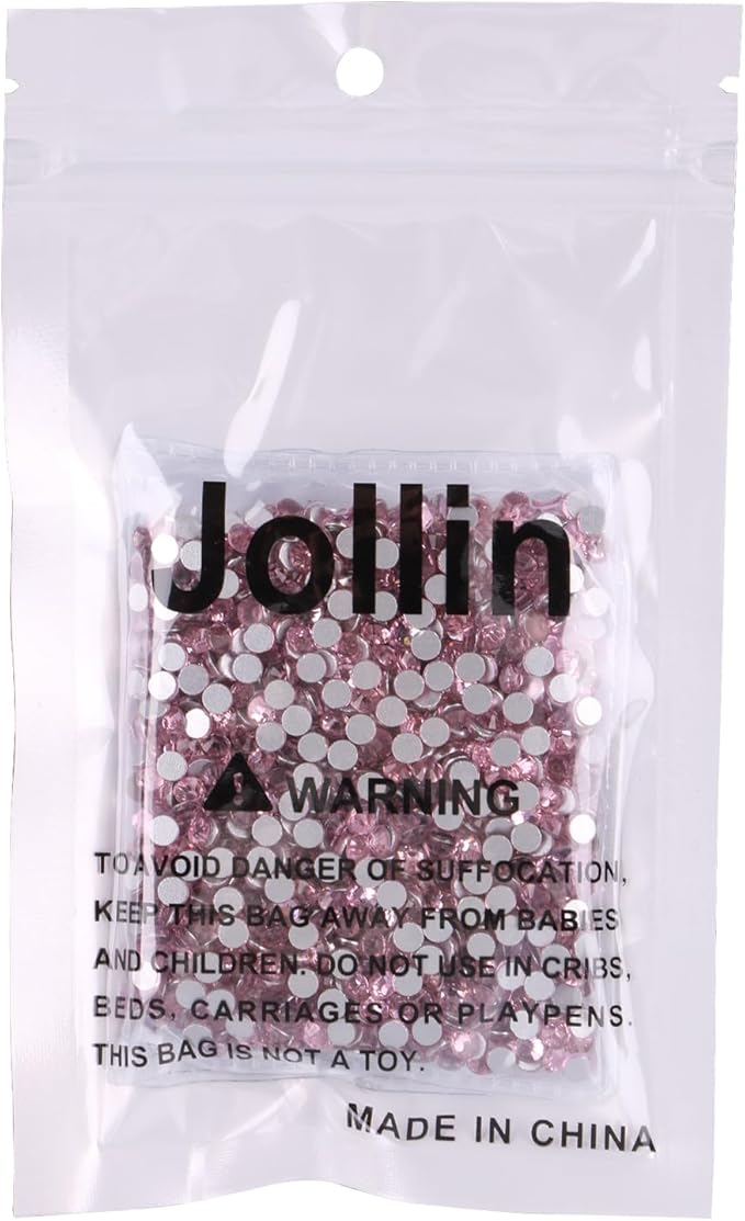 Jollin Glue Fix Crystal Flatback Rhinestones Glass Diamantes Gems for Crafting Nail Art Crafts Decorations Clothes Shoes 4.0mm (ss16 1440pcs, Pink)
