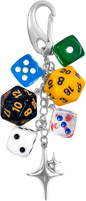 Y2K Keychain for Women, 8 Ball Dice Charm with Carabiner Clip - Cute Goth Core Keychain Bag Charm for Keys Bags Jeans