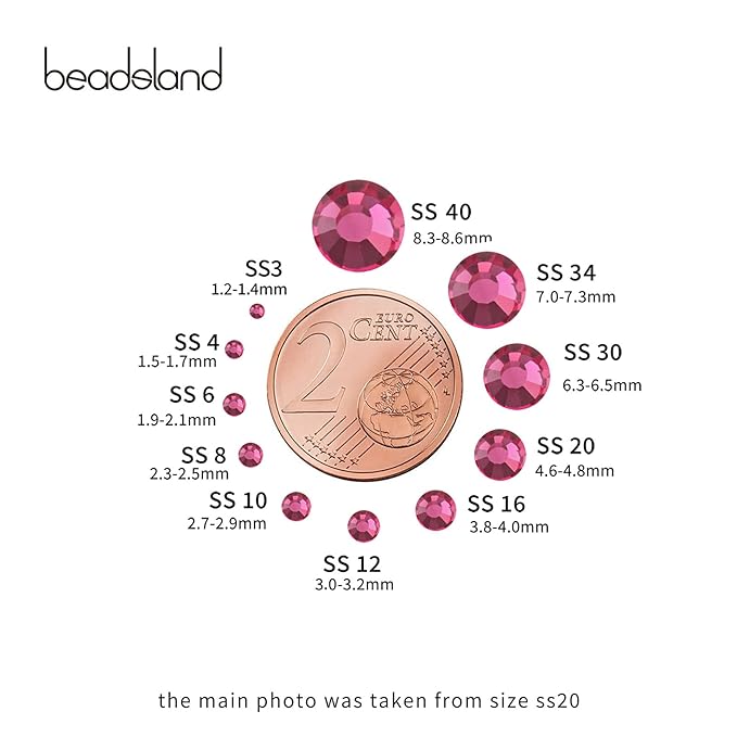 beadsland 1440pcs Flat Back Crystal Rhinestones Round Gems for Nail Art and Craft Glue Fix,Rose(SS10(2.7-2.8mm))