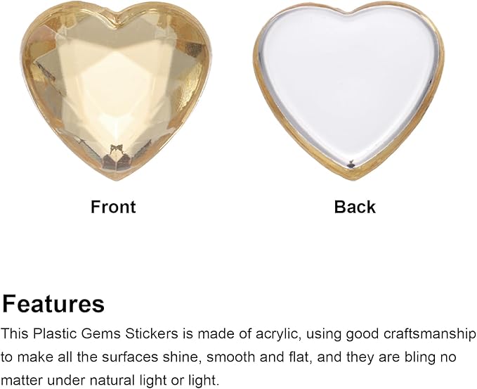 MECCANIXITY 40 Pcs Acrylic Heart Rhinestone 12mm Flat Back Plastic Gems Jewelry Stickers for Craft Bead Face Painting Costume Jewelry Making, Light Brown