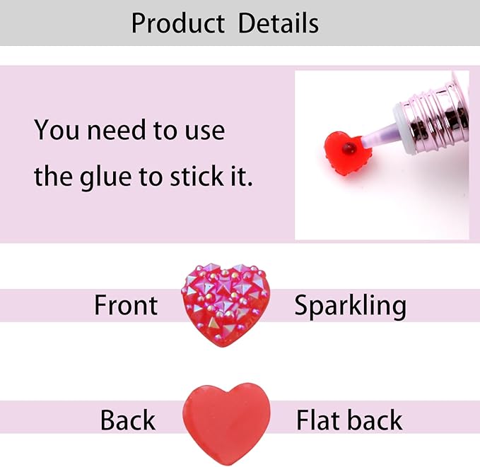 200PCS Sparkle Heart Shape Resin Buttons, Mini Shiny Rhinestones Flat-Back Buttons, for DIY Crafts Jewelry Making Supplies, Necklace, Bracelet, Valentine's Day Decoration