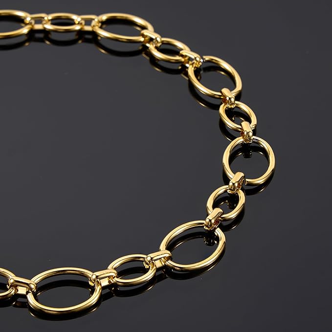 UMAOKANG 2 Meters Stainless Steel Oval Chain on Spool Gold Plated Chains for Jewelry Making Men and Women Chain Necklace DIY