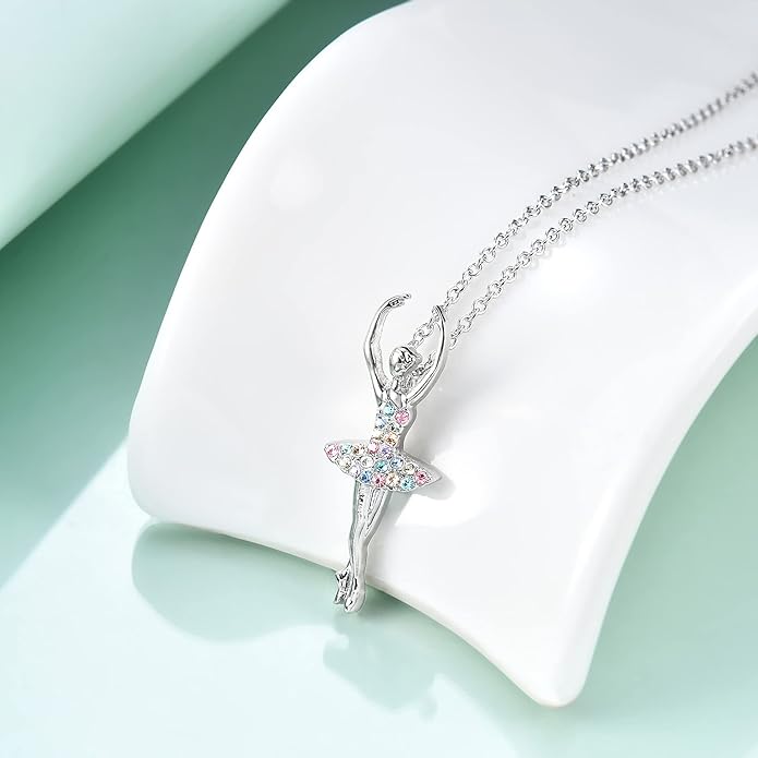 luomart Girls Necklace Ballerina Dance Recital Gifts for Women,Ballet Dancer Pendant Jewelry for Sister Mom Friends