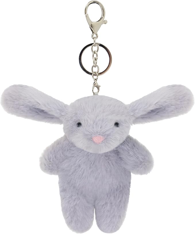 Cute 3.5" Bunny Bag Charm, Fluffy Rabbit Plush Keychain Purse Decoration, Great Gift for Women Girls