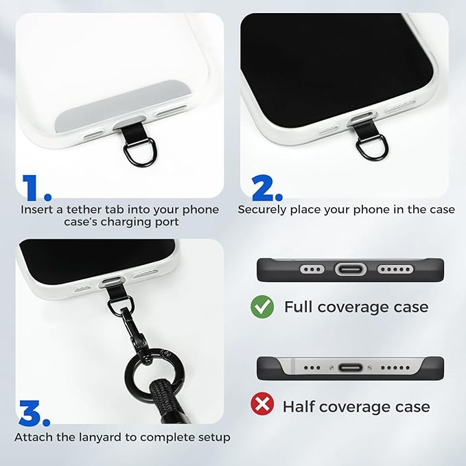 Moyad Crossbody Phone Lanyard, Anti-Theft Cell Phone Strap with 2 Tether Tab for iPhone, Universal Adjustable Neck Holder