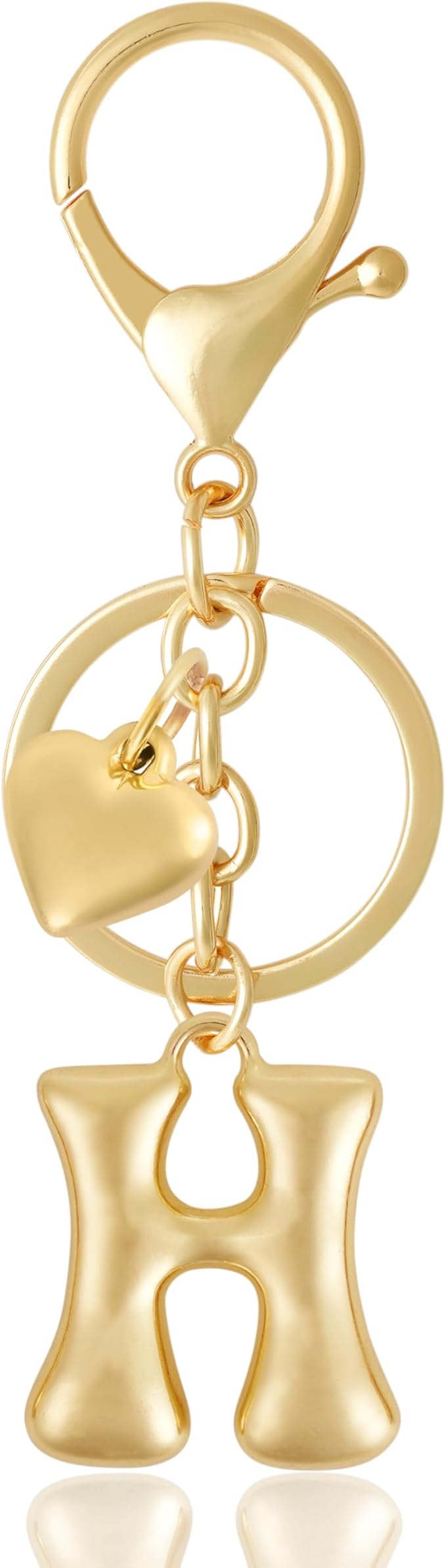 Heart Bubble Letter Keychain for Women, Girls - Cute Keychain with Initial - Alphabet Keychain for Bag Charm, Handbag