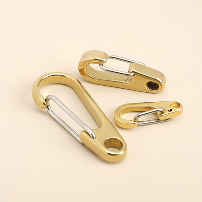 dophee 2Pcs Brass Keychain Carabiner Clip, Spring Snap Hook Clasp Keyring Pendant for Backpack Fishing Camping Hiking Dog Chain