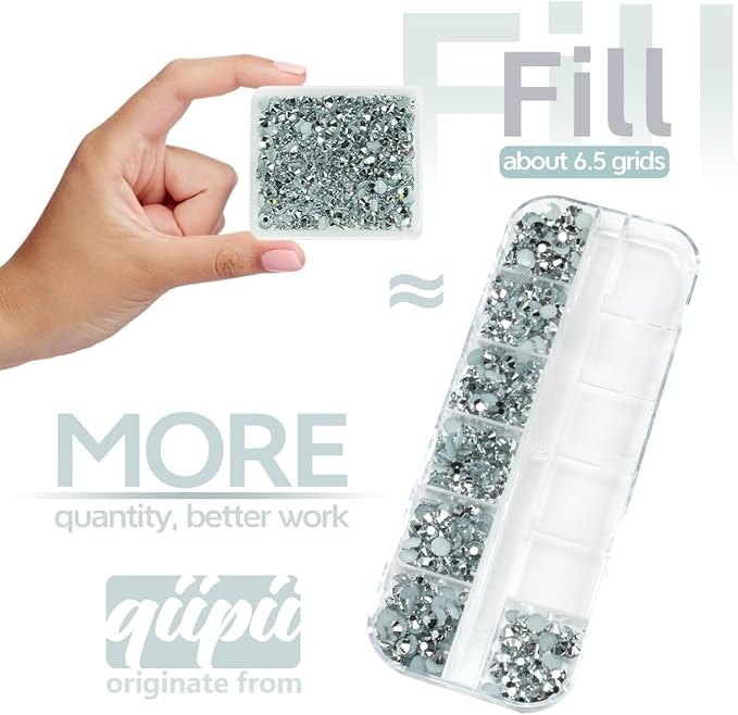 Metallic Silver Resin Rhinestones w B7000 Jewelry Glue for Bedazzling Crafting Flatback Stones 3mm 4mm 5mm 6mm Mine Silver Diamonds Crystals Gems for Nails Face Eyes Makeup Tumblers DIY Crafts