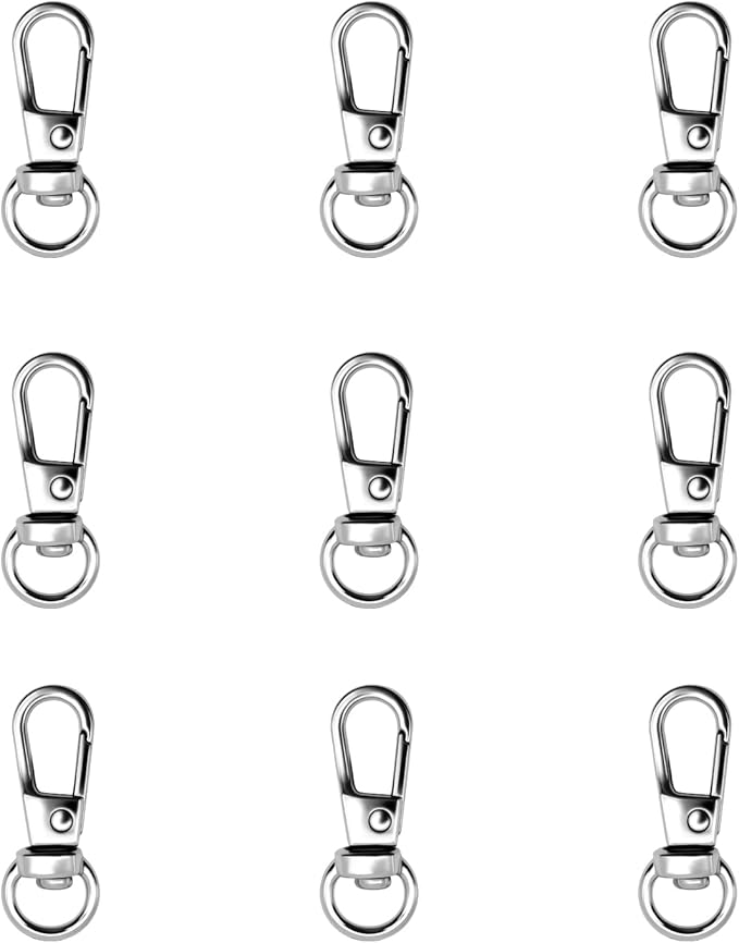 12pcs Swivel Push Gate Snap Hooks Clasps for DIY Crafts Keychain Clip Purse Handbag Making Accessories (Silver,Small(32mm))