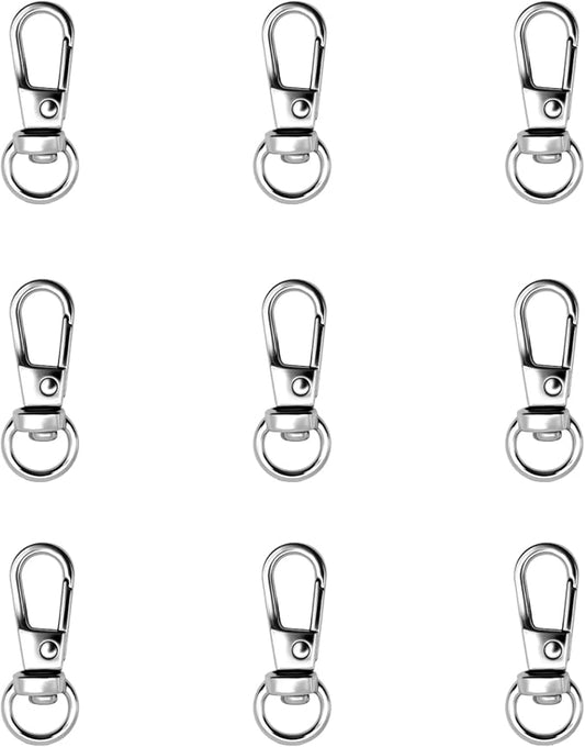 12pcs Swivel Push Gate Snap Hooks Clasps for DIY Crafts Keychain Clip Purse Handbag Making Accessories (Silver,Small(32mm))