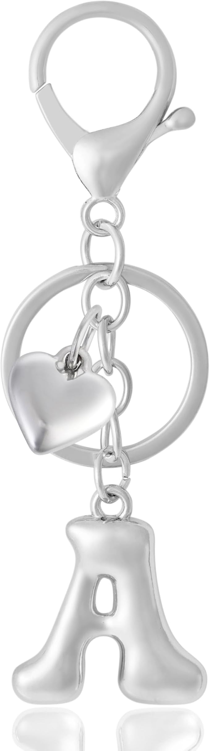 Heart Bubble Letter Keychain for Women, Girls - Cute Keychain with Initial - Alphabet Keychain for Bag Charm, Handbag