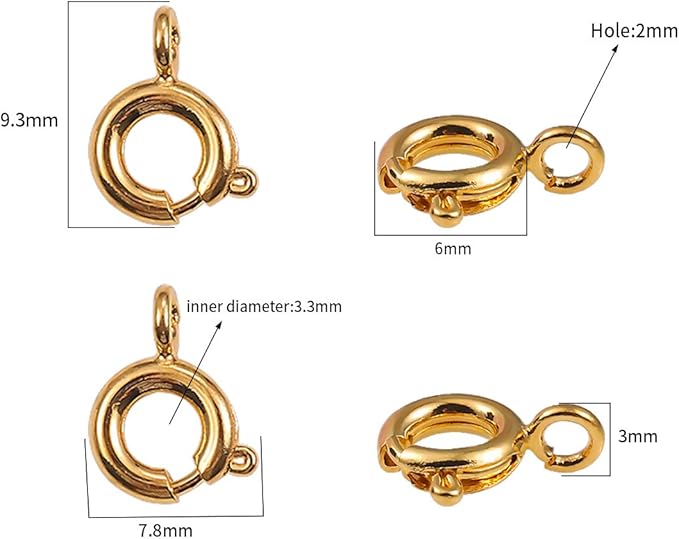Copper Spring Clasps 6mm Claw Clasps for DIY Jewelry Making 144pcs