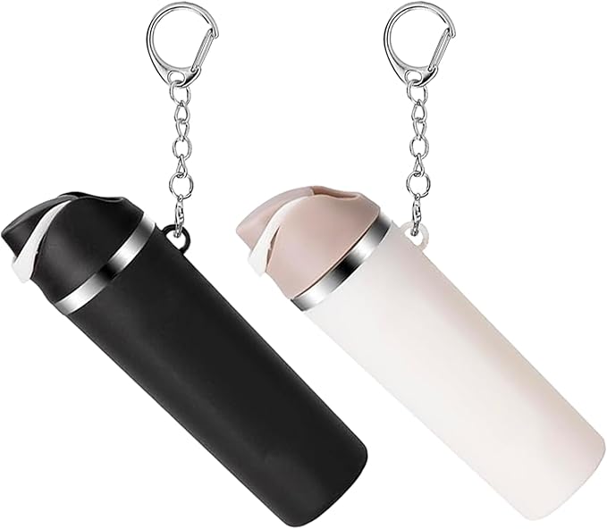 Mini Trendy Bottle Keychain Accessories Compatible with Owala Water Cute Tumbler Cup Chapstick Lip Balm Holder Charms