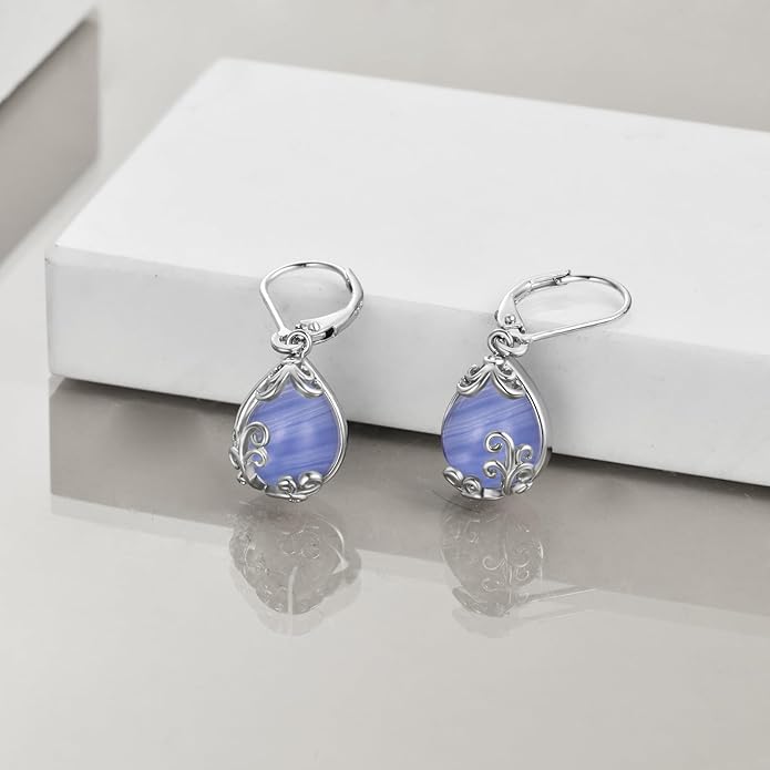 POPLYKE Celtic Filigree Teardrop Drop Dangle Earrings Sterling Silver Leverback Earrings Jewelry for Women